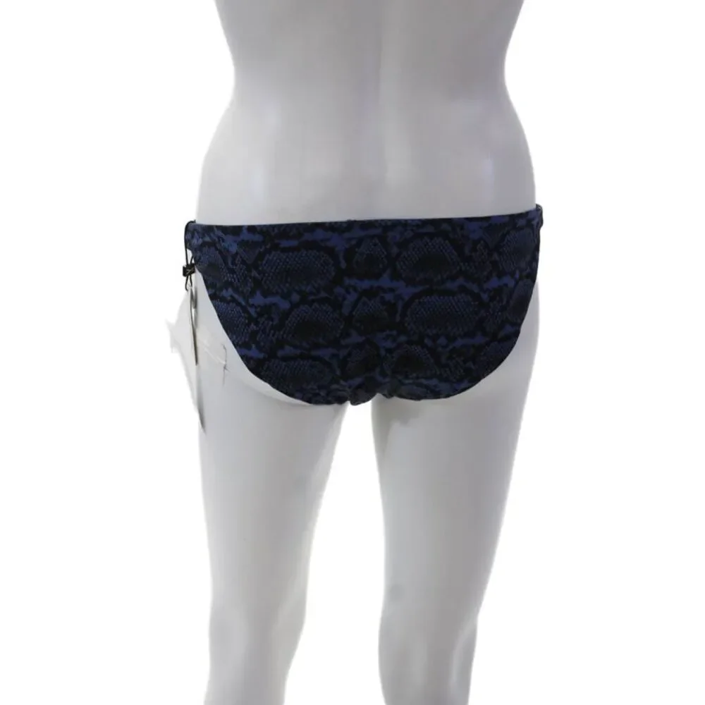 Vitamin A Womens Stretch Animal Print Reversible Bikini Bottoms Blue Size L